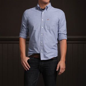 Hollister Men’s Oxford Slim Fit Shirt Blue Medium